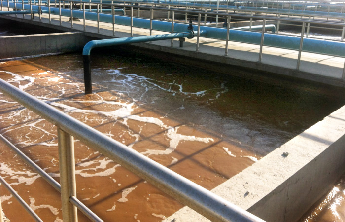 Aeration tank of a petrochemical waste water treatment plant